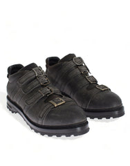 Dolce & Gabbana Gray Leather Ankle Strap Shoes Boots