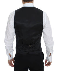 Dolce & Gabbana Black Striped Wool Silk Dress Vest Gilet