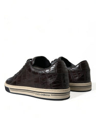 Dolce & Gabbana Brown Croc Exotic Leather Men Casual Sneakers Shoes
