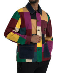 Dolce & Gabbana Multicolor Patchwork Cotton Collared Jacket