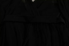 Dolce & Gabbana Black Mesh Pleated Mini Silk Blend Dress