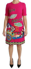 Dolce & Gabbana Pink Italia Forever Crystal Sheath Dress