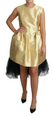 Dolce & Gabbana Polyester Gold Sleeveless A-line Tulle Dress