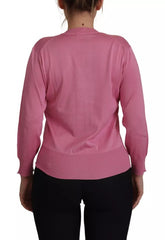 Dolce & Gabbana Pink 100% Silk Button Down Cardigan Sweater