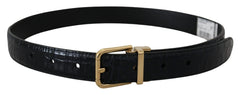 Dolce & Gabbana Blue Exotic Leather Gold Metal Buckle Belt