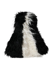 Dolce & Gabbana Black White Stripes Mohair Fur Bucket Hat