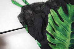 Dolce & Gabbana Black Philodendron Print Silk Camisole Underwear