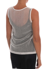 Dolce & Gabbana White Net Tank Transparent Top