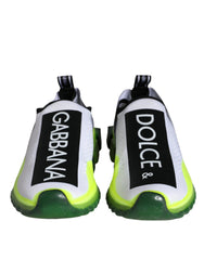 Dolce & Gabbana White Yellow Slip On Sorrento Sneakers Shoes