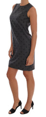 Dolce & Gabbana Gray Polka Dotted Sheath Wool Dress