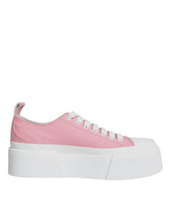 Dolce & Gabbana Pink White Canvas Logo Low Top Sneakers Shoes