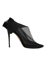 Dolce & Gabbana Black Nylon Stretch Mesh Sock Boots Shoes