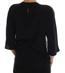 Dolce & Gabbana Black Silk Fairy Tale Top Crystal Blouse