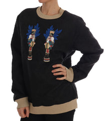 Dolce & Gabbana Black Fairy Tale Brocade Zipper Sweater