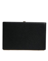 Dolce & Gabbana Black Leather Gold Frame Clutch Evening Party Purse Bag