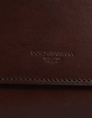 Dolce & Gabbana Brown Leather Logo Embossed Crossbody Bag