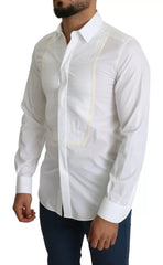 Dolce & Gabbana White Formal Tuxedo Dress GOLD Shirt