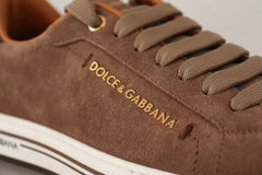 Dolce & Gabbana Brown Suede Logo Low Top Sneakers Men Shoes