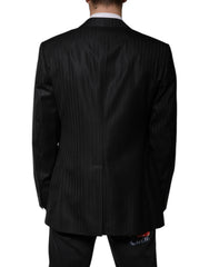Dolce & Gabbana Dark Gray Stripe Wool Single Breasted Blazer
