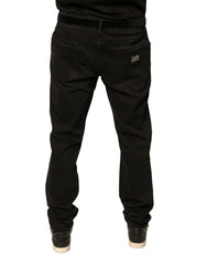 Dolce & Gabbana Black Ripped Logo Cotton Skinny Denim Jeans