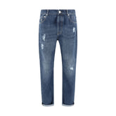 Brunello Cucinelli Blue Cotton Straight-Leg Jeans