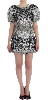 Dolce & Gabbana Crystal Silver Runway Handmade Dress