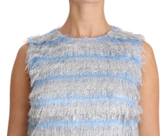 Dolce & Gabbana Light Blue Silver Shift Gown Dress