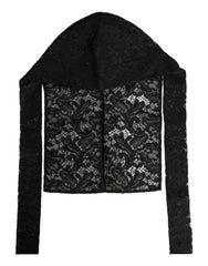 Dolce & Gabbana Black Floral Lace Whole Head Wrap Hat