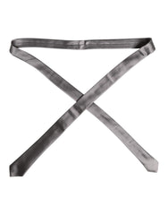 Dolce & Gabbana Metallic Silver Silk Adjustable Necktie Tie