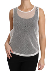 Dolce & Gabbana White Net Transparent Sleeveless Tank Top