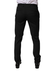 Dolce & Gabbana Black Polyester Tapered Formal Men Dress Pants