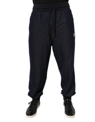 Dolce & Gabbana Dark Gray Jacquard Jogger Men Sweatpants Pants