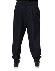 Dolce & Gabbana Dark Gray Jacquard Jogger Men Sweatpants Pants