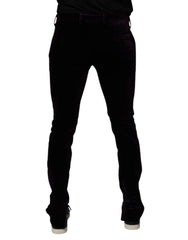 Dolce & Gabbana Violet Velvet Cotton Men Dress Formal Pants