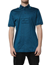 Dolce & Gabbana Blue Logo Cotton Men Polo Shirt T-shirt