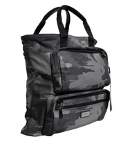 Dolce & Gabbana Black Camouflage Shoulder Strap Logo Plaque Bag