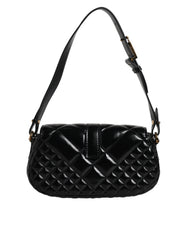 Versace Black Calf Leather Quilted Shoulder Strap Bag
