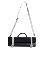 Dolce & Gabbana Blue White Calfskin Leather Crossbody Shoulder Bag