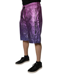 Dolce & Gabbana Metallic Pink Purple Two Tone Bermuda Shorts