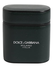 Dolce & Gabbana Green Calfskin Leather Logo Print Flip Holder Airpods Case