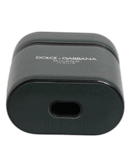 Dolce & Gabbana Green Calfskin Leather Logo Print Flip Holder Airpods Case