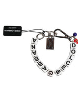 Dolce & Gabbana Silver Brass Chain Dice Logo Embellished Charm Bracelet