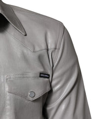 Dolce & Gabbana Metallic Gray Cotton Button Down Shirt