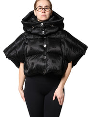 Dolce & Gabbana Black Padded Puffer Hooded Full Zip Cropped Jacket