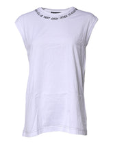 Dolce & Gabbana White Cotton Sleeveless Printed Tank T-shirt