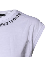 Dolce & Gabbana White Cotton Sleeveless Printed Tank T-shirt