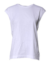 Dolce & Gabbana White Cotton Sleeveless Round Neck Tank Top