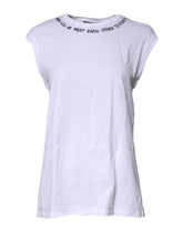Dolce & Gabbana White Cotton Sleeveless Printed Tank T-shirt