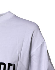 Dolce & Gabbana White Printed Round Neck Top Cotton T-shirt