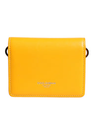 Dolce & Gabbana Yellow Leather Bifold Card Holder Crossbody Bag